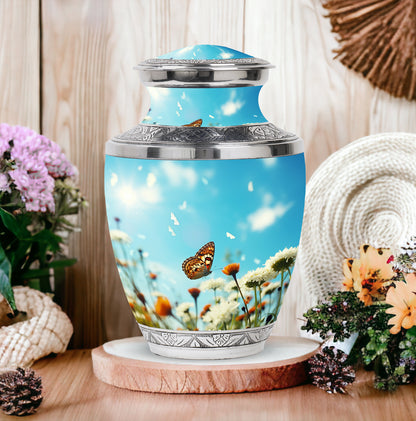 Colorful Personalized Butterfly Memorial Urn for Women - 10-inch, 200 cu in - Yatskia