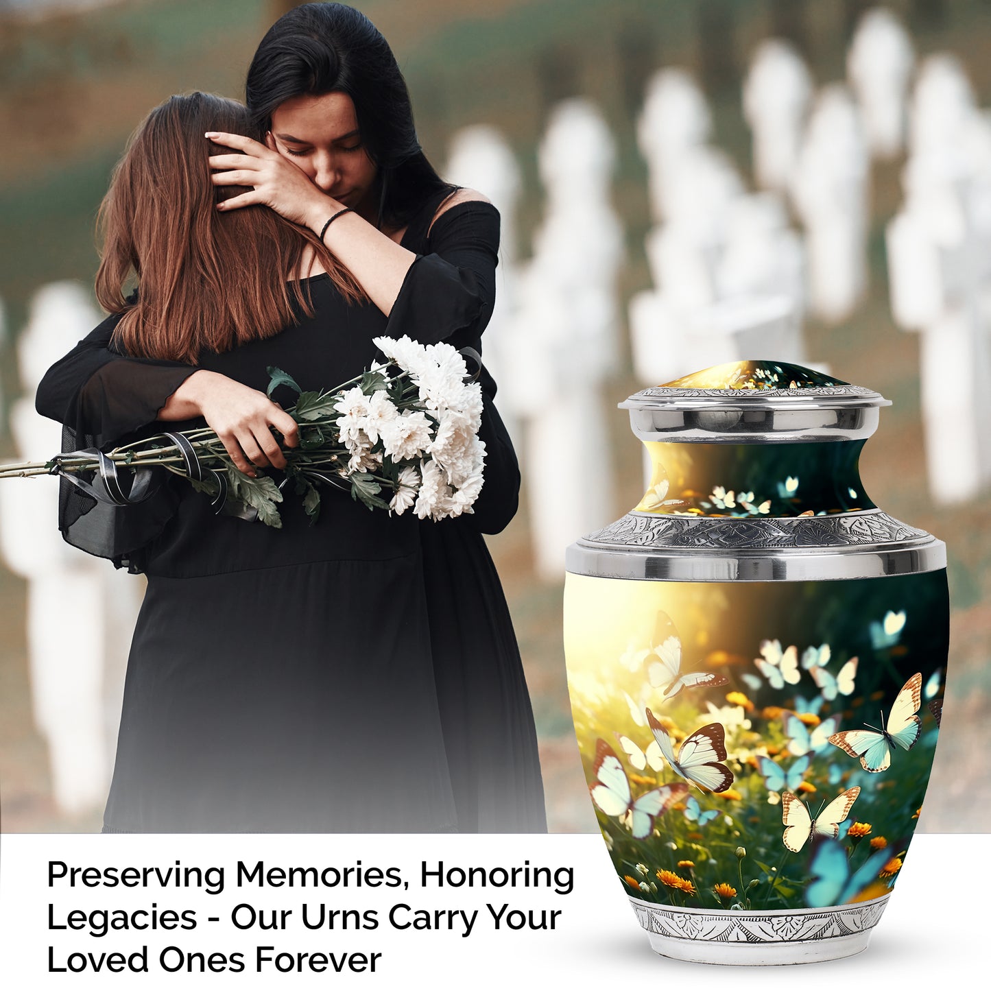 Personalized Butterfly Memorial Urn for Women - 10-inch, 200 cu in - Yatskia