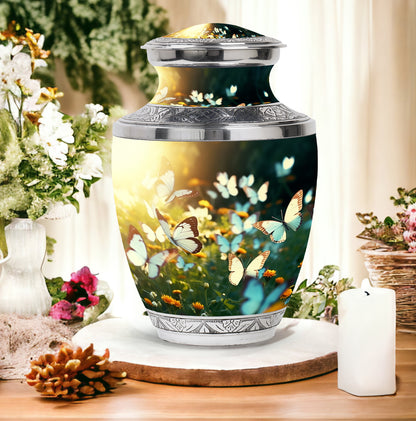 Personalized Butterfly Memorial Urn for Women - 10-inch, 200 cu in - Yatskia