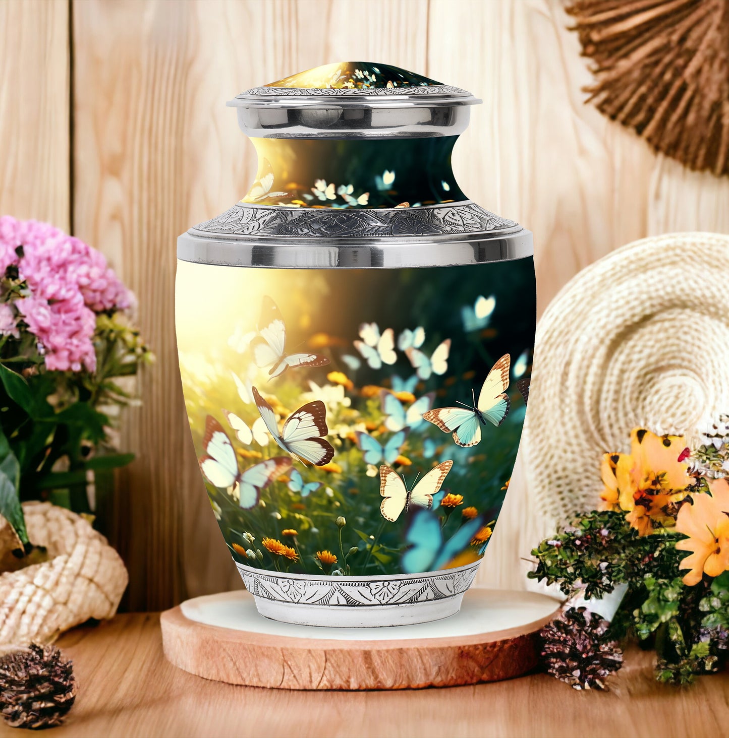 Personalized Butterfly Memorial Urn for Women - 10-inch, 200 cu in - Yatskia