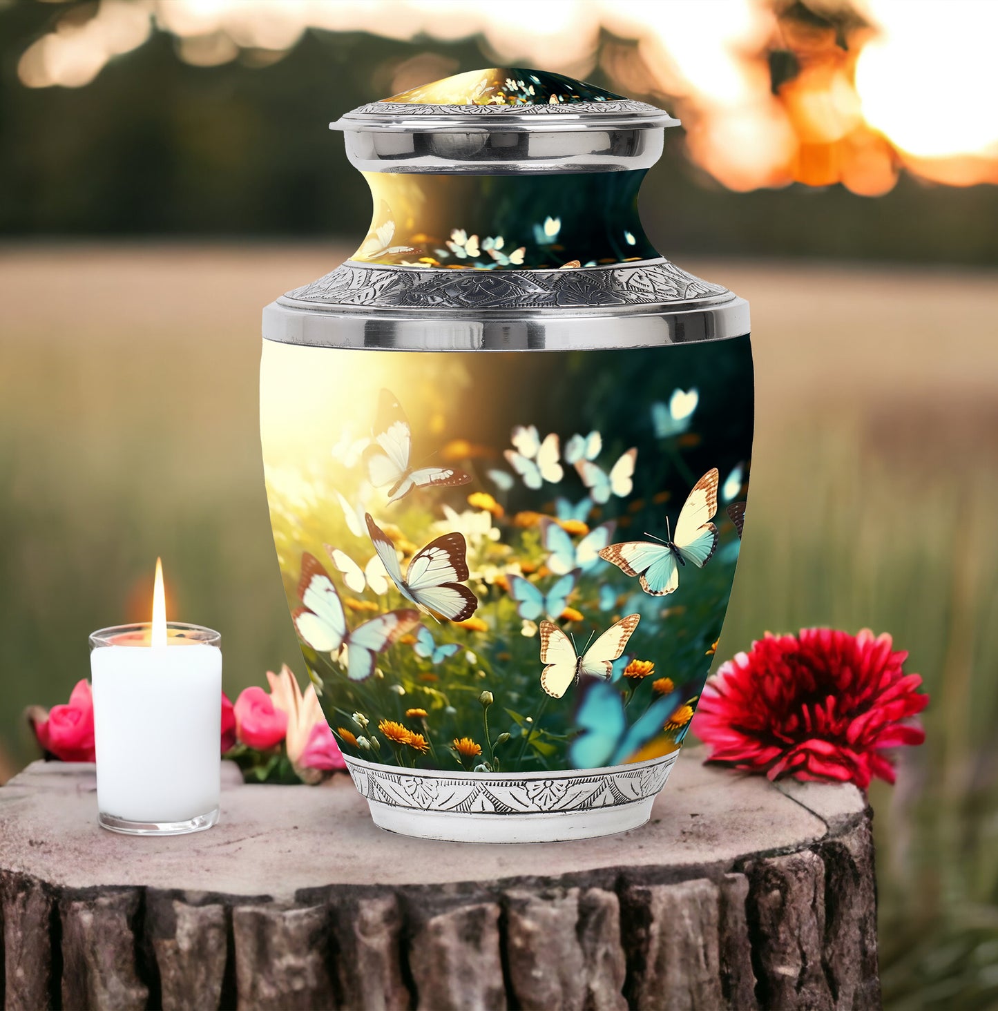 Personalized Butterfly Memorial Urn for Women - 10-inch, 200 cu in - Yatskia