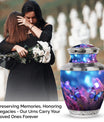 Purple Butterflies Flying Cremation Urn For Ashes - Blue Memorial Urn Tribute