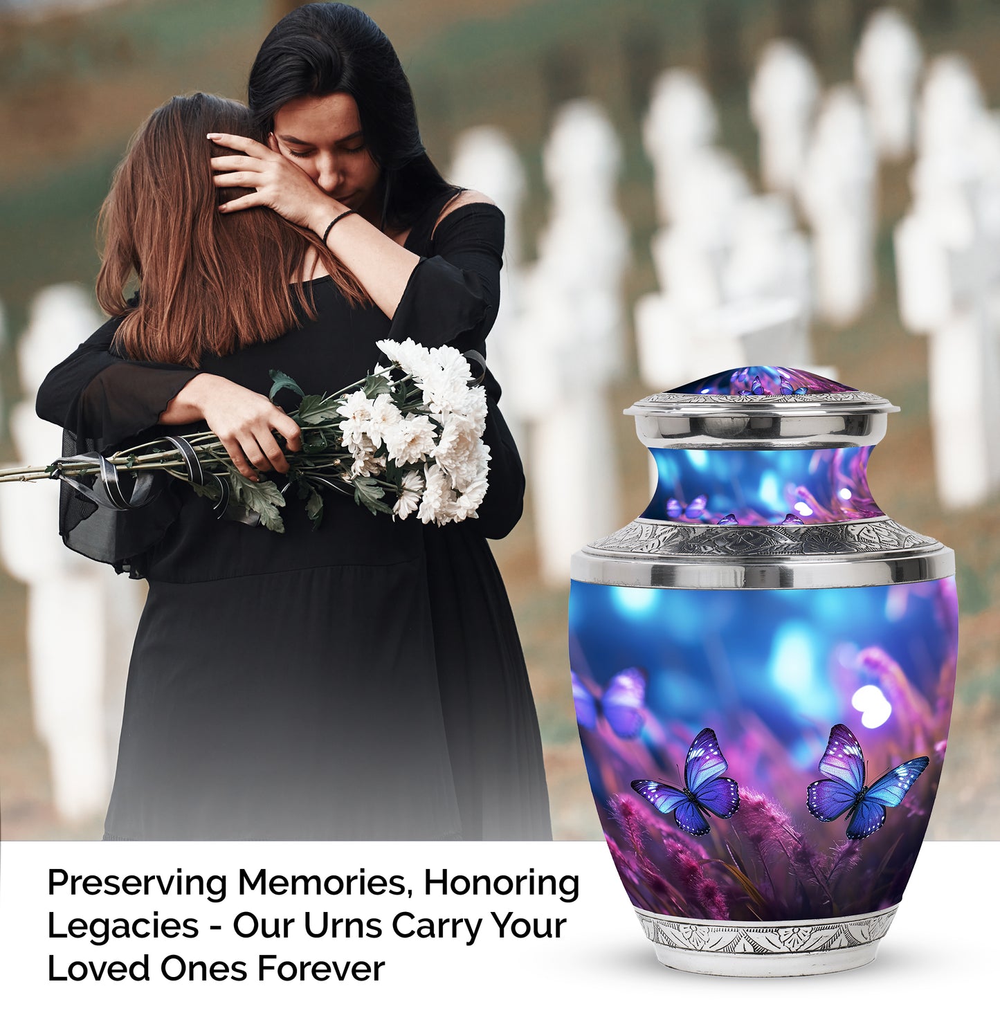 Purple Personalized Butterfly Cremation Urn for Women - Yatskia