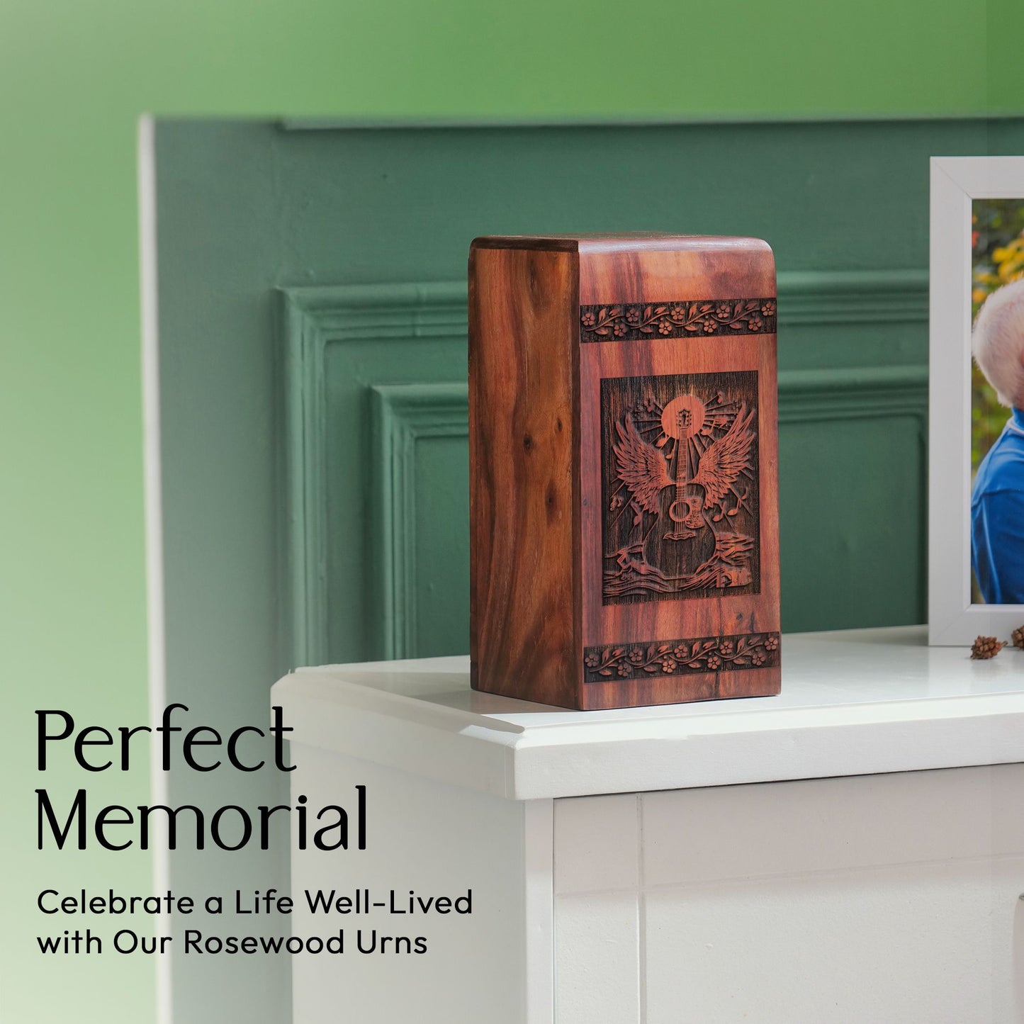 Large wooden Ash Urn in shape of a Guitar, ideal Cremation Urns for Men or a special memorial Urn for Dad