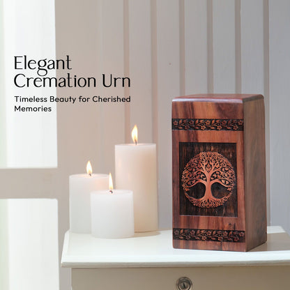 Tree of Life biodegradable urn showcasing adult urn for ashes, ideal metal vase for ashes of loved ones, especially designed for grandfather