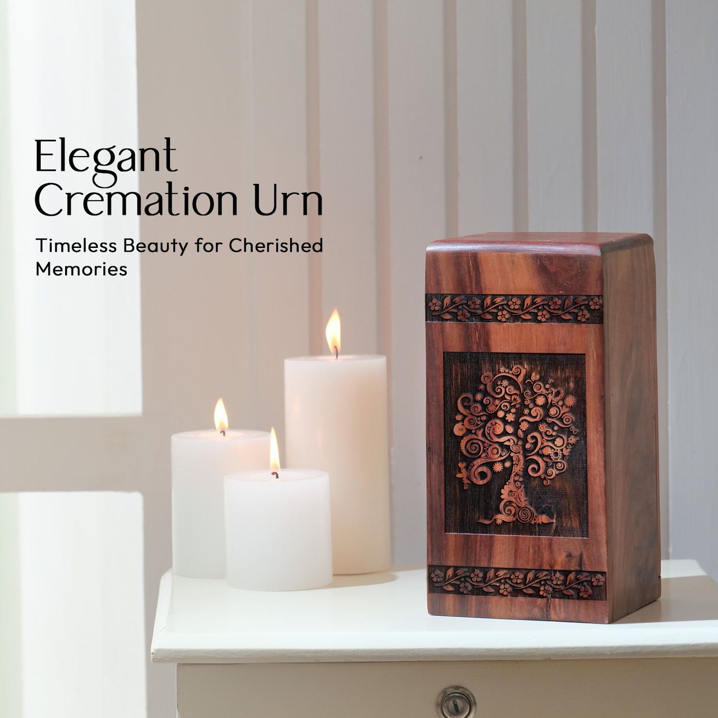 Unique Tree Of Life urn for adult man's ashes, ideal as a biodegradable cremation container or special urn for mom's ashes.