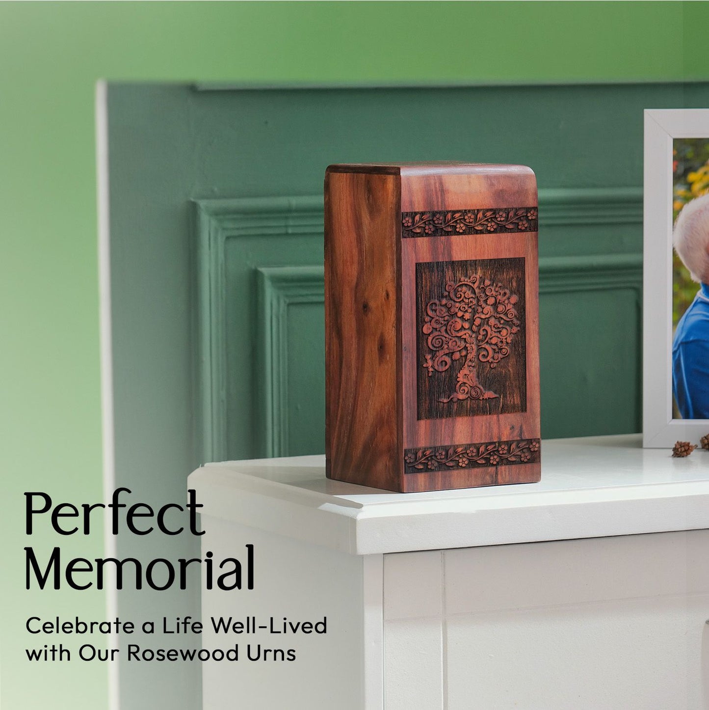 Unique Tree Of Life urn for adult man's ashes, ideal as a biodegradable cremation container or special urn for mom's ashes.
