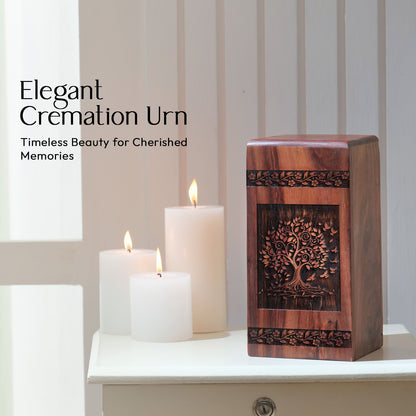 Eco-friendly Tree of Life Cremation Urn for Men's ashes, built with biodegradable material