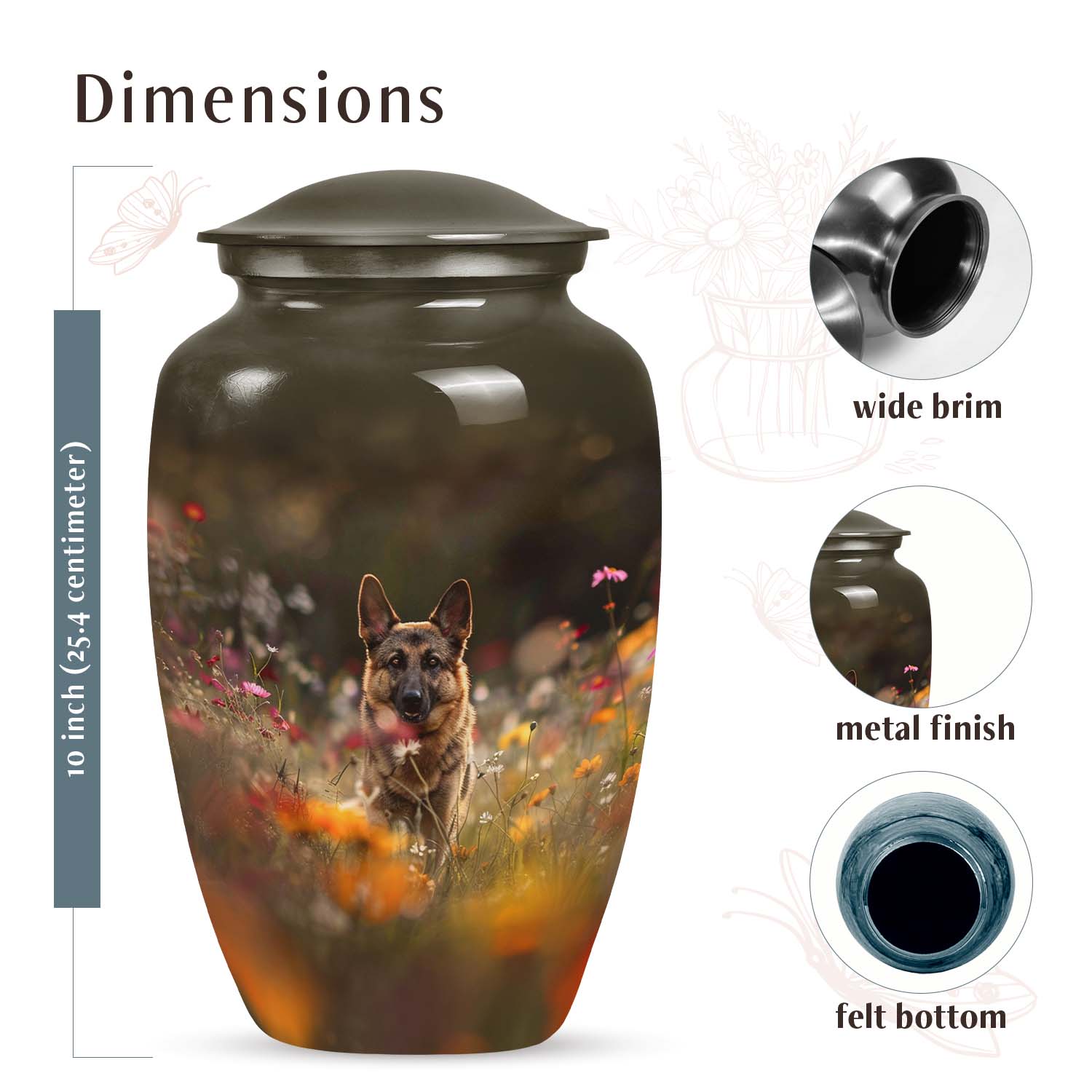 German Shepherd Memorial Urn – Personalized Pet Urns for Ashes