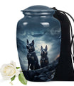 Two German Shepherd Cremation Urn for Ashes - Large Dog Urn