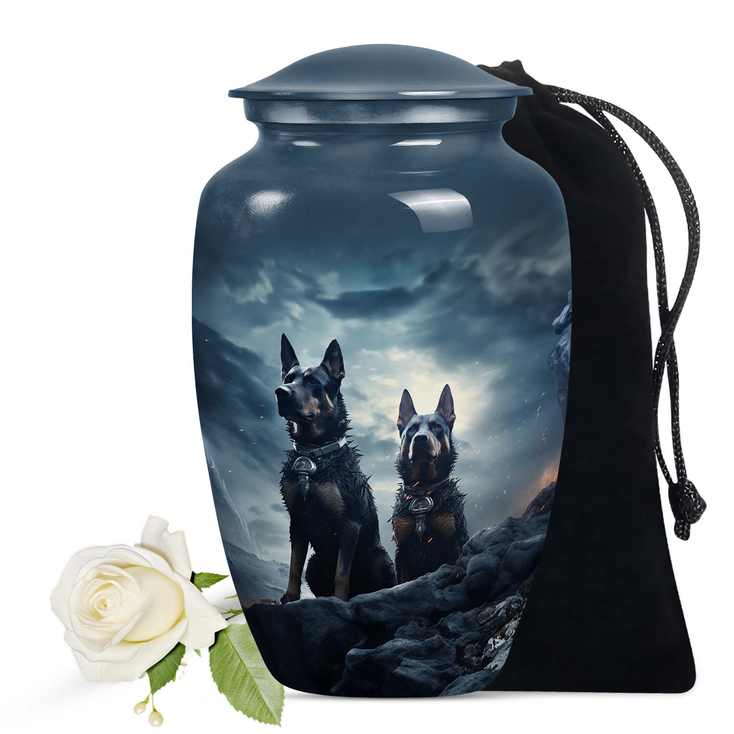 Two German Shepherd Cremation Urn for Ashes - Large Dog Urn