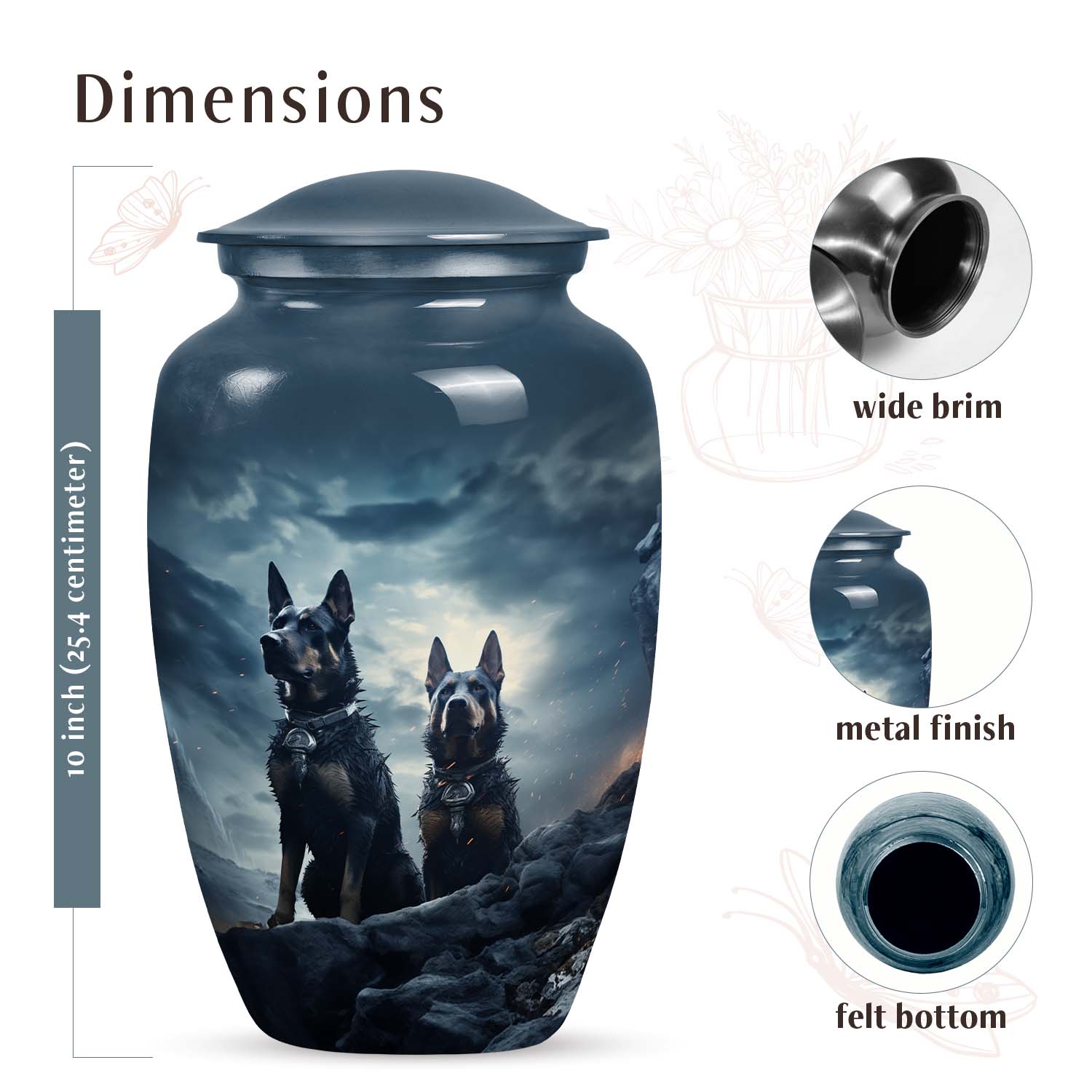 Two German Shepherd Cremation Urn for Ashes - Large Dog Urn