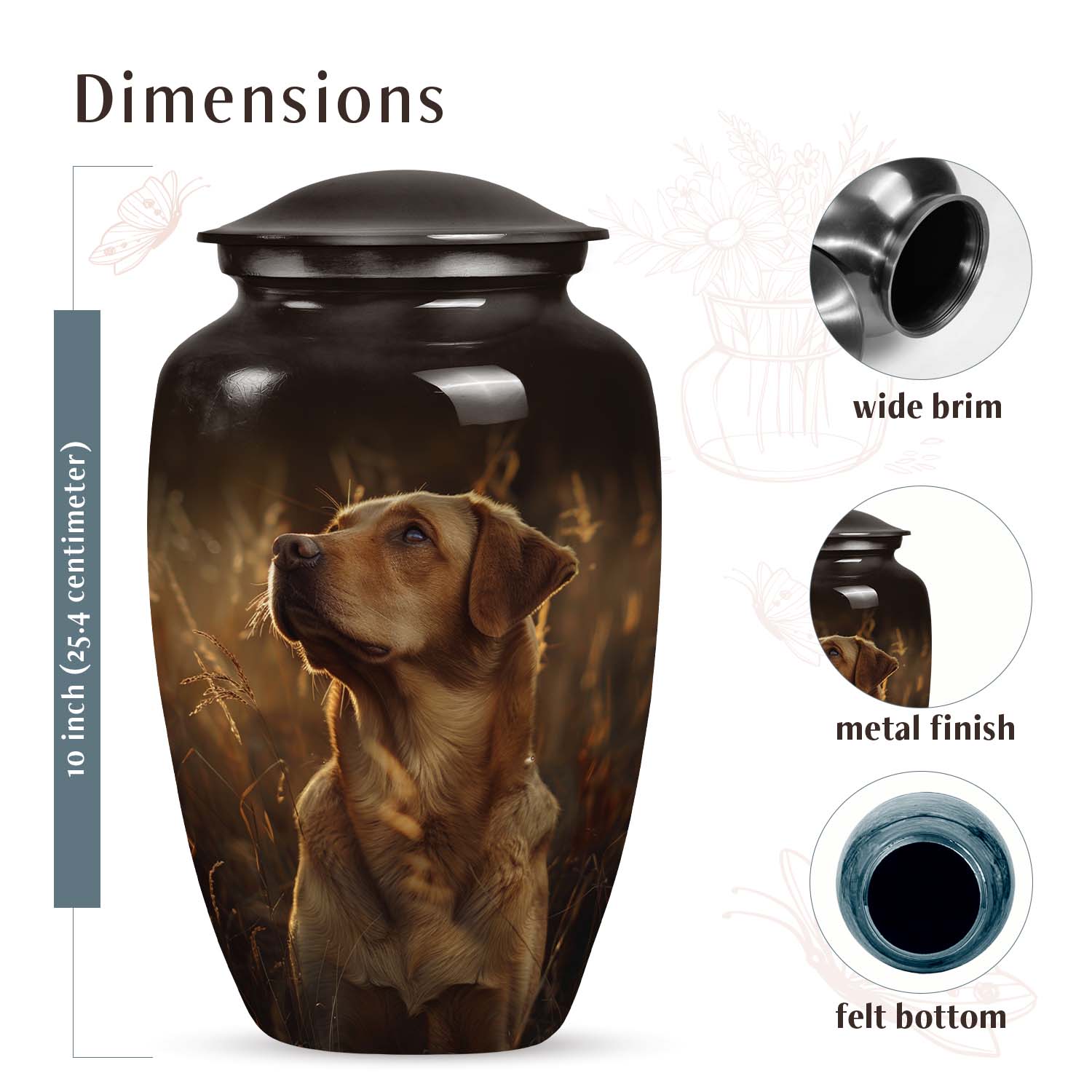 Golden Retriever Dog Pet Cremation Urn For Ashes - Large Dog Urn