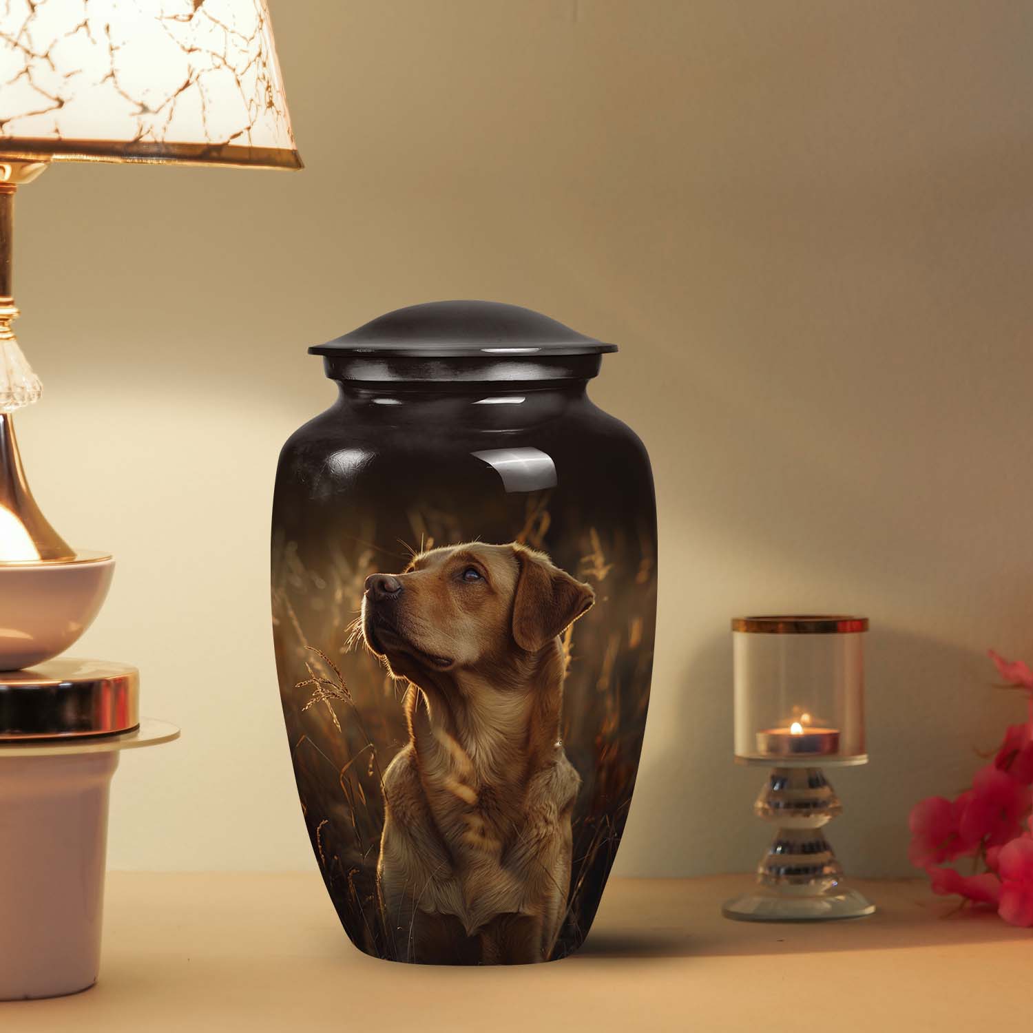 Golden Retriever Dog Pet Cremation Urn For Ashes - Large Dog Urn