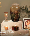 Golden Labrador Dog Pet Cremation Urn - Handcrafted Golden Glow Memorial