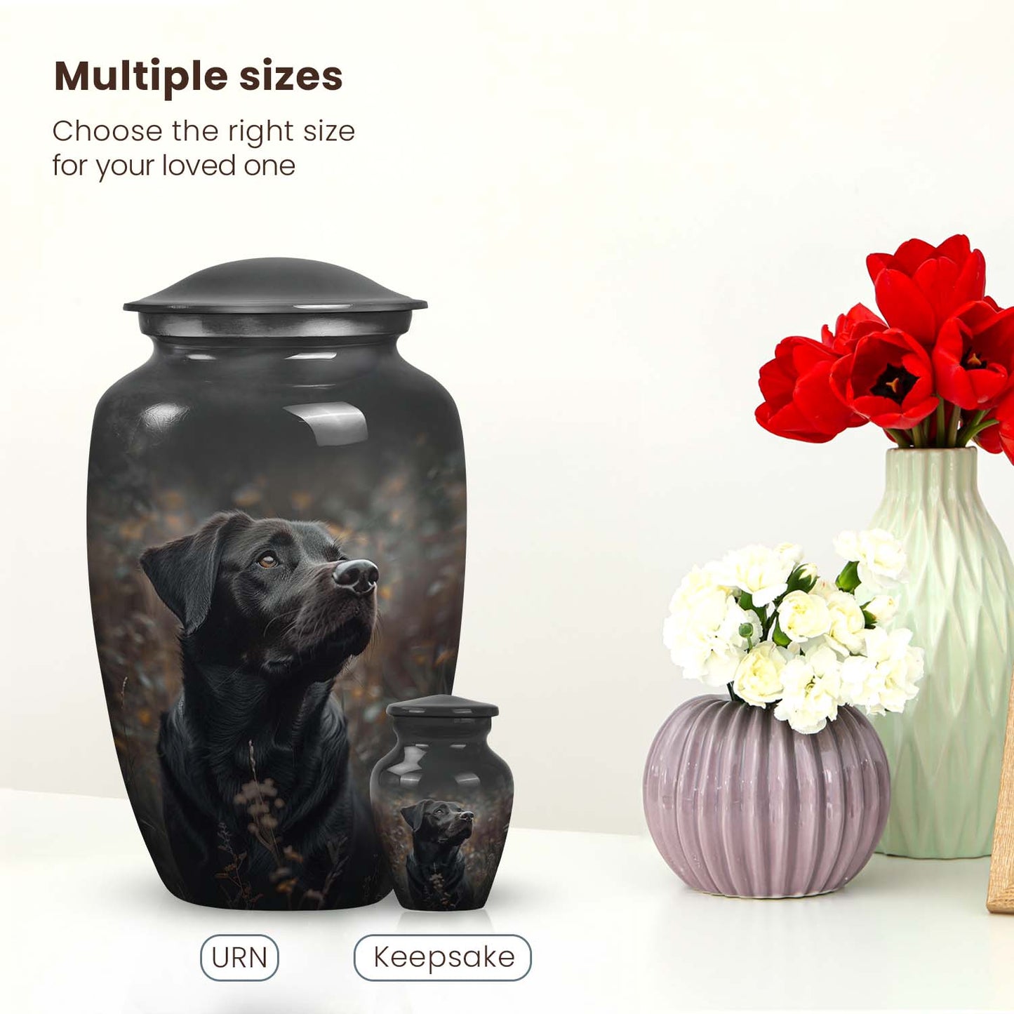 Black Personalized Dog Cremation Urn for Pet Ashes - Yatskia