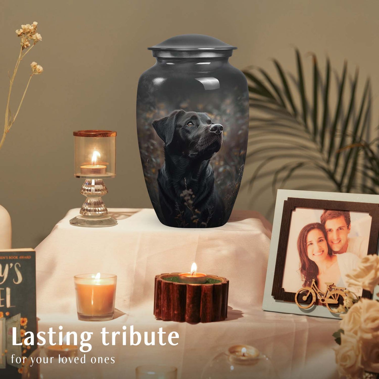 Black Personalized Dog Cremation Urn for Pet Ashes - Yatskia