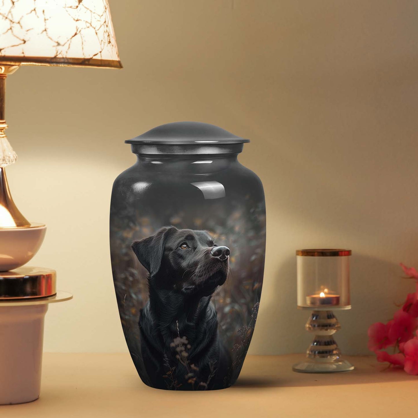 Black Personalized Dog Cremation Urn for Pet Ashes - Yatskia