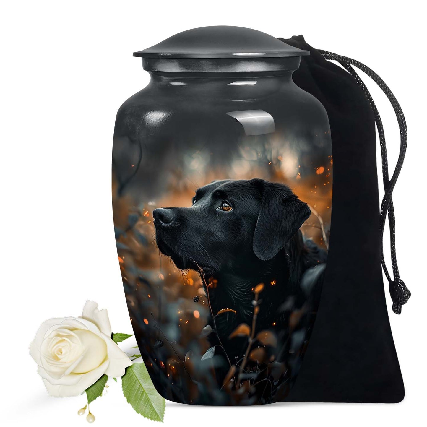 Black Personalized Dog Cremation Urn for Pet Ashes - Yatskia