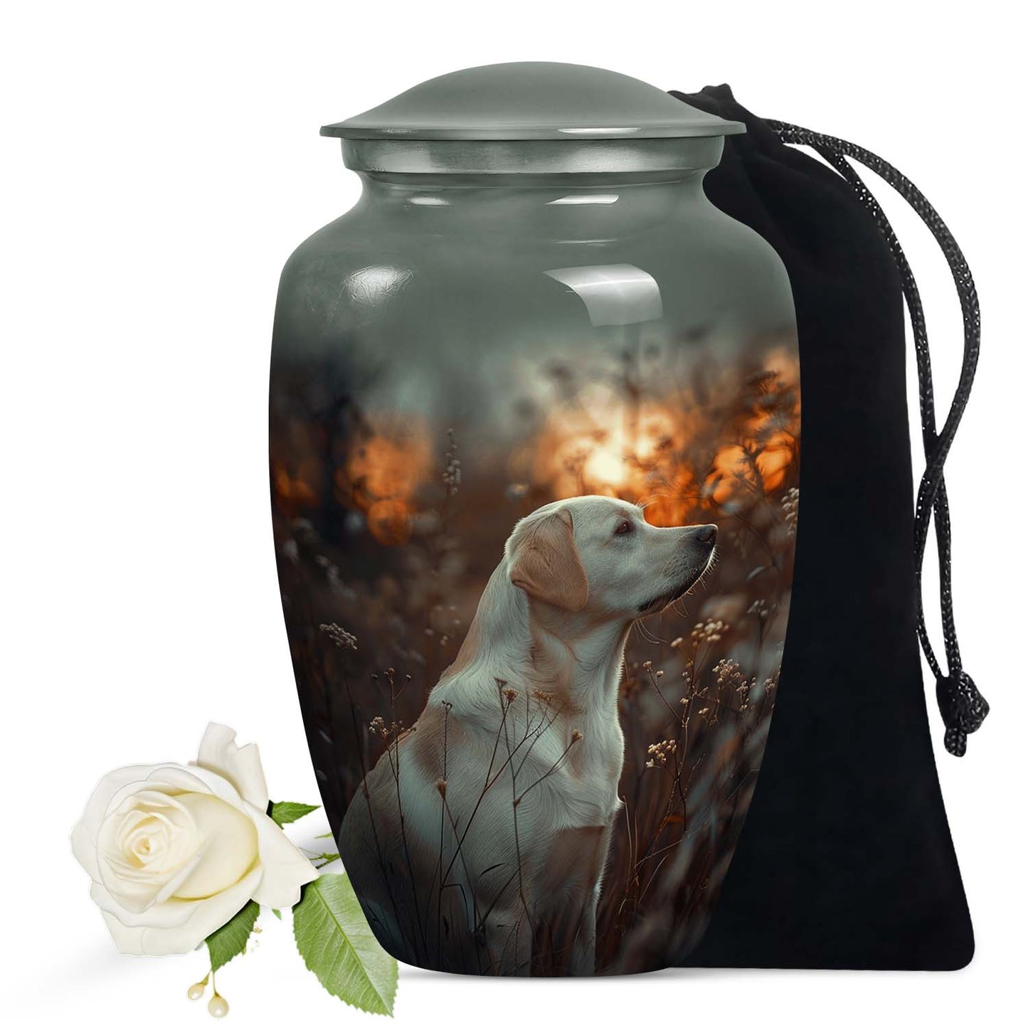 White Personalized Dog Cremation Urn for Pet Ashes - Yatskia