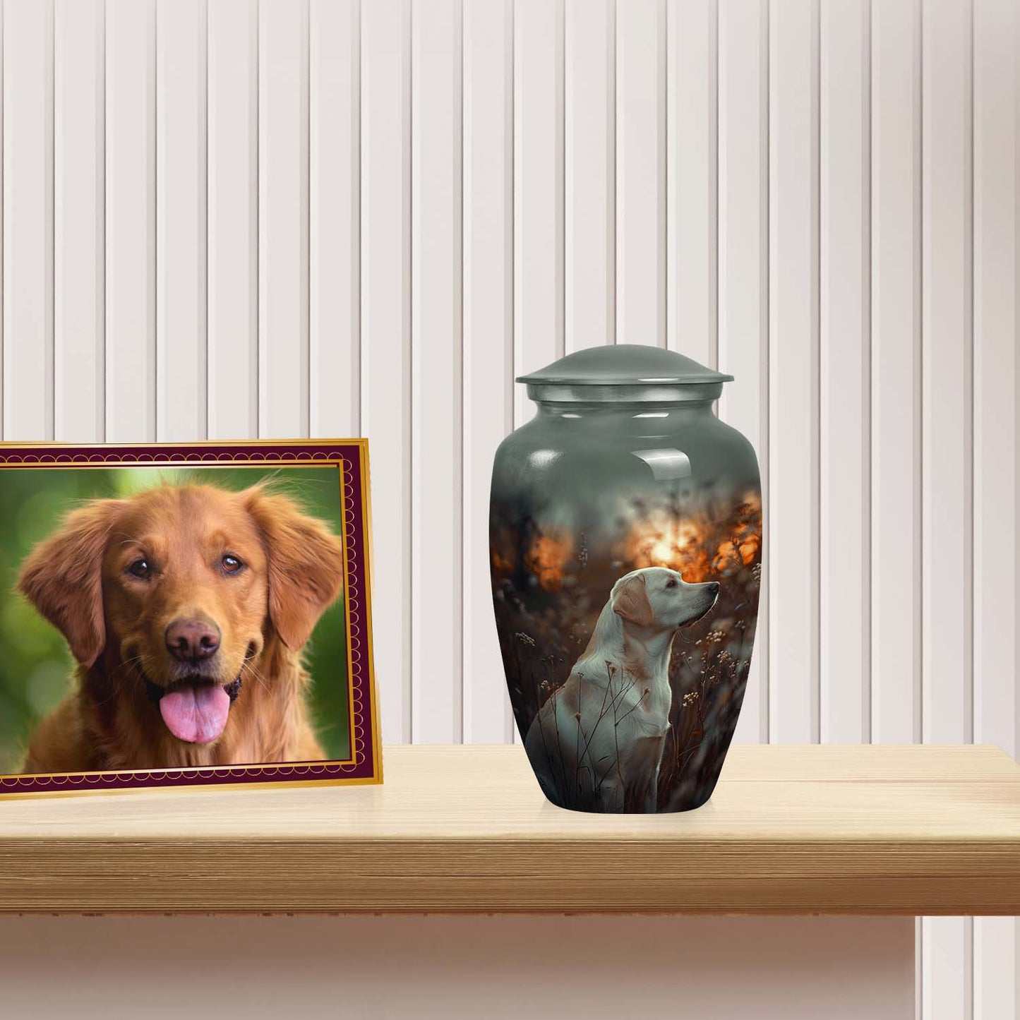 White Personalized Dog Cremation Urn for Pet Ashes - Yatskia