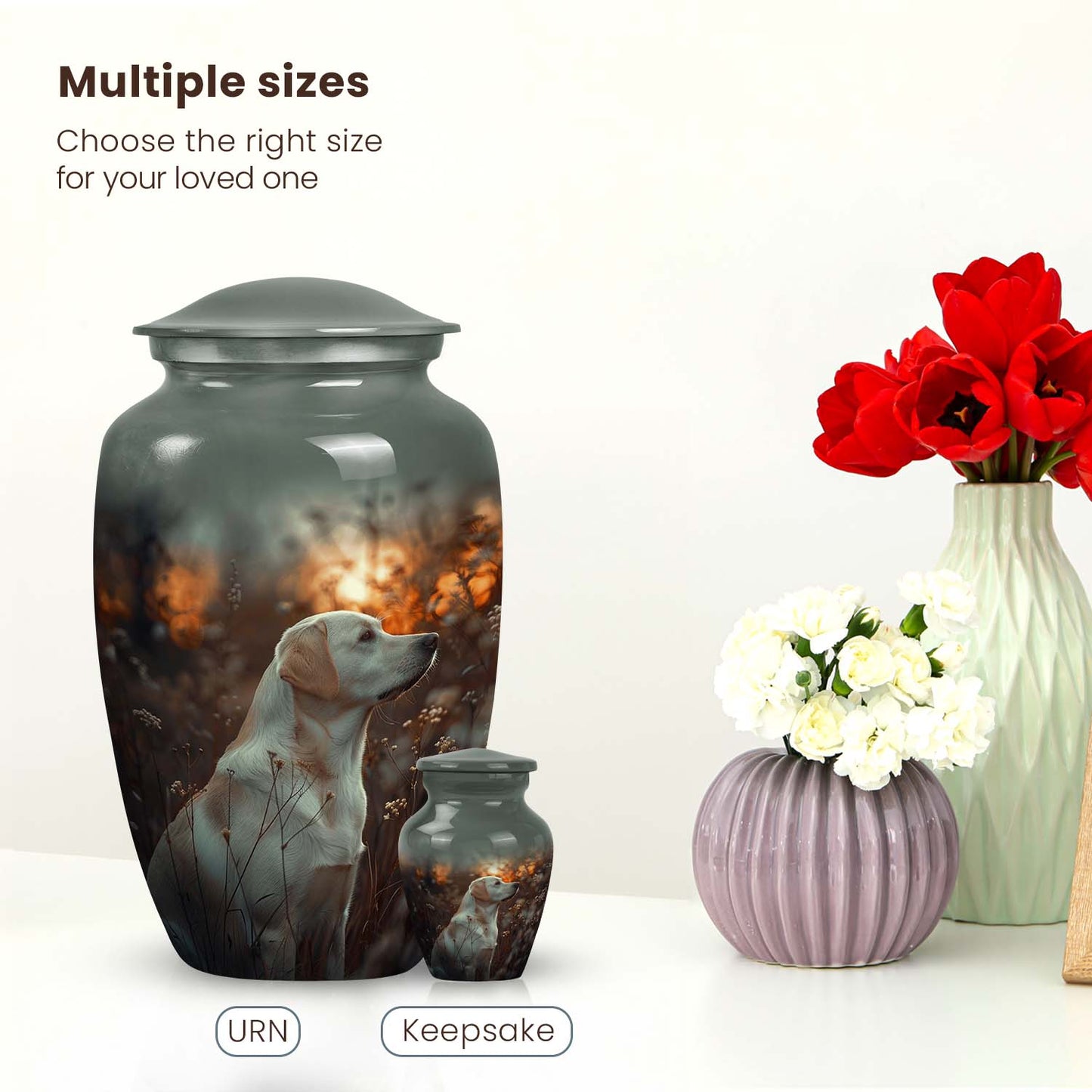 White Personalized Dog Cremation Urn for Pet Ashes - Yatskia