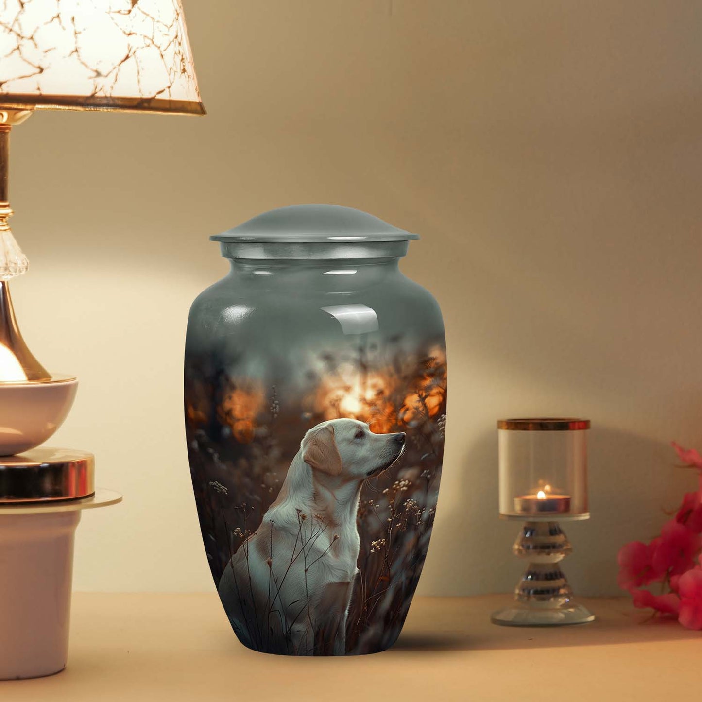 White Personalized Dog Cremation Urn for Pet Ashes - Yatskia