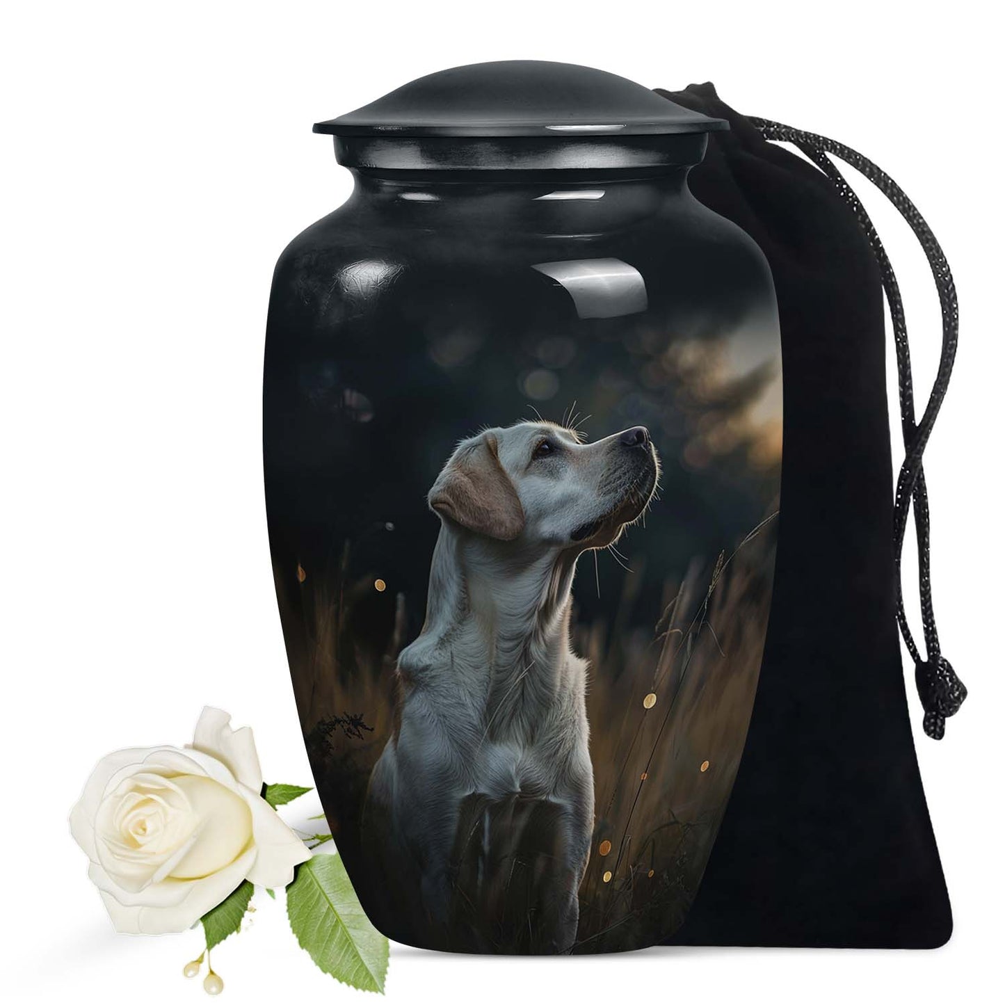 White Personalized Dog Cremation Urn for Pet Ashes - 6-inch, 200 cu in - Yatskia