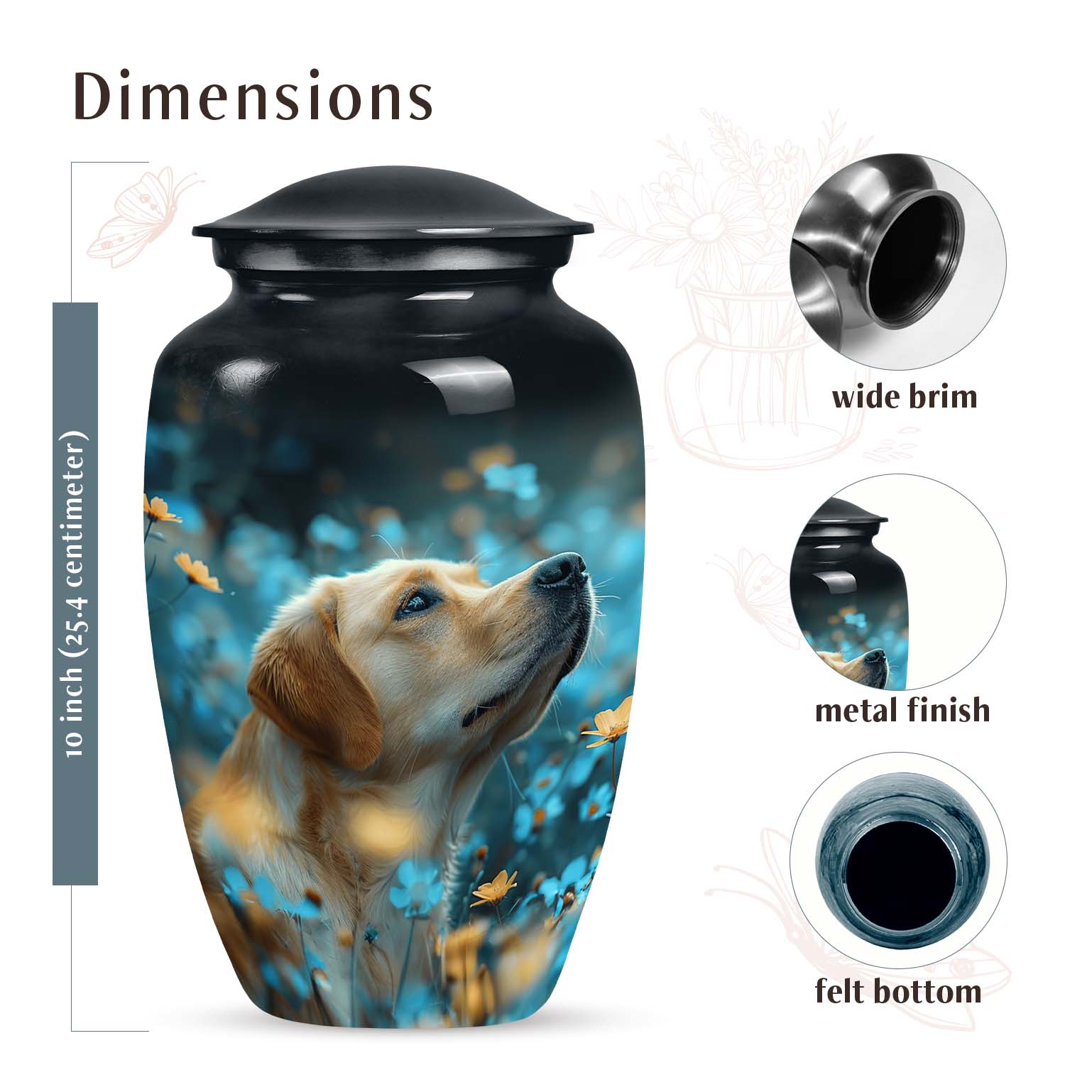 Golden Labrador Dog Pet Cremation Urn - Pet Urns for Large Dogs