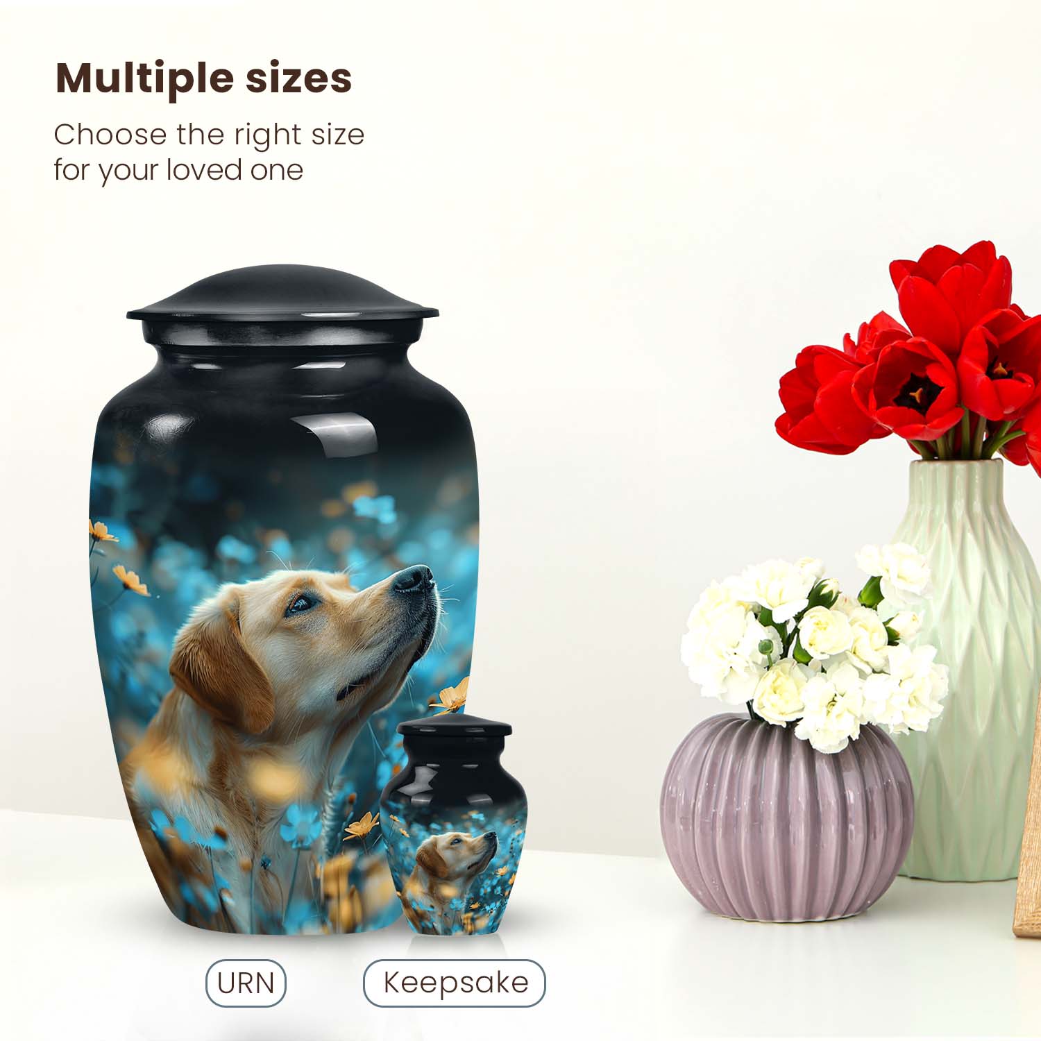 Golden Labrador Dog Pet Cremation Urn - Pet Urns for Large Dogs