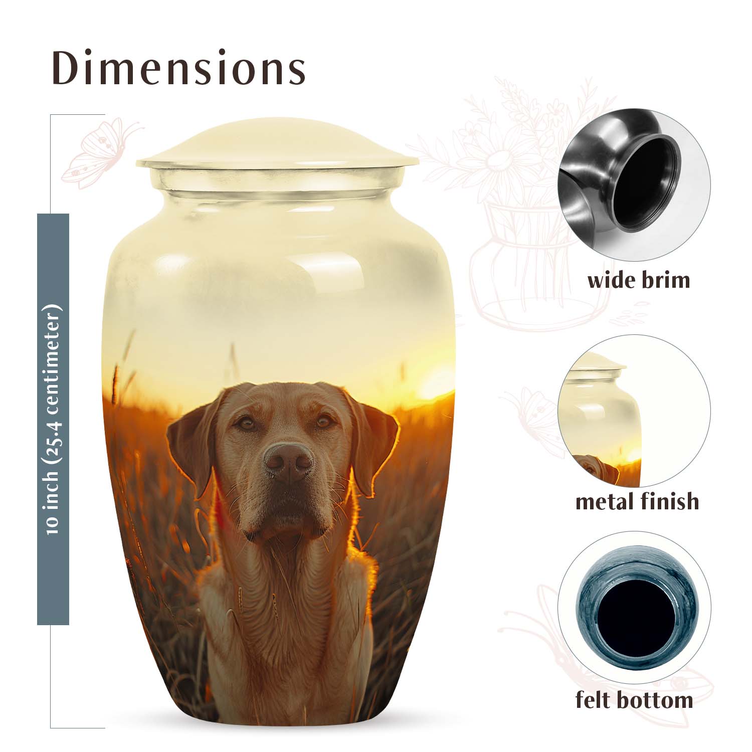 Golden Labrador Dog Pet Personalized Cremation Urn - Pet Memorial Urns