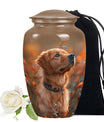 Golden Retriever Dog Pet Cremation Urn - Handcrafted Autumn Glow Memorial