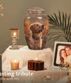 Golden Retriever Dog Pet Cremation Urn - Handcrafted Autumn Glow Memorial