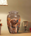 Golden Retriever Dog Pet Cremation Urn - Handcrafted Autumn Glow Memorial