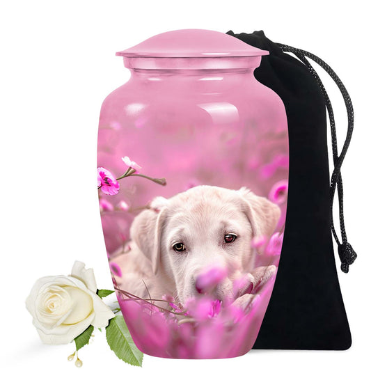 Pink Meadow Labrador Dog Pet Cremation Urn For Ashes