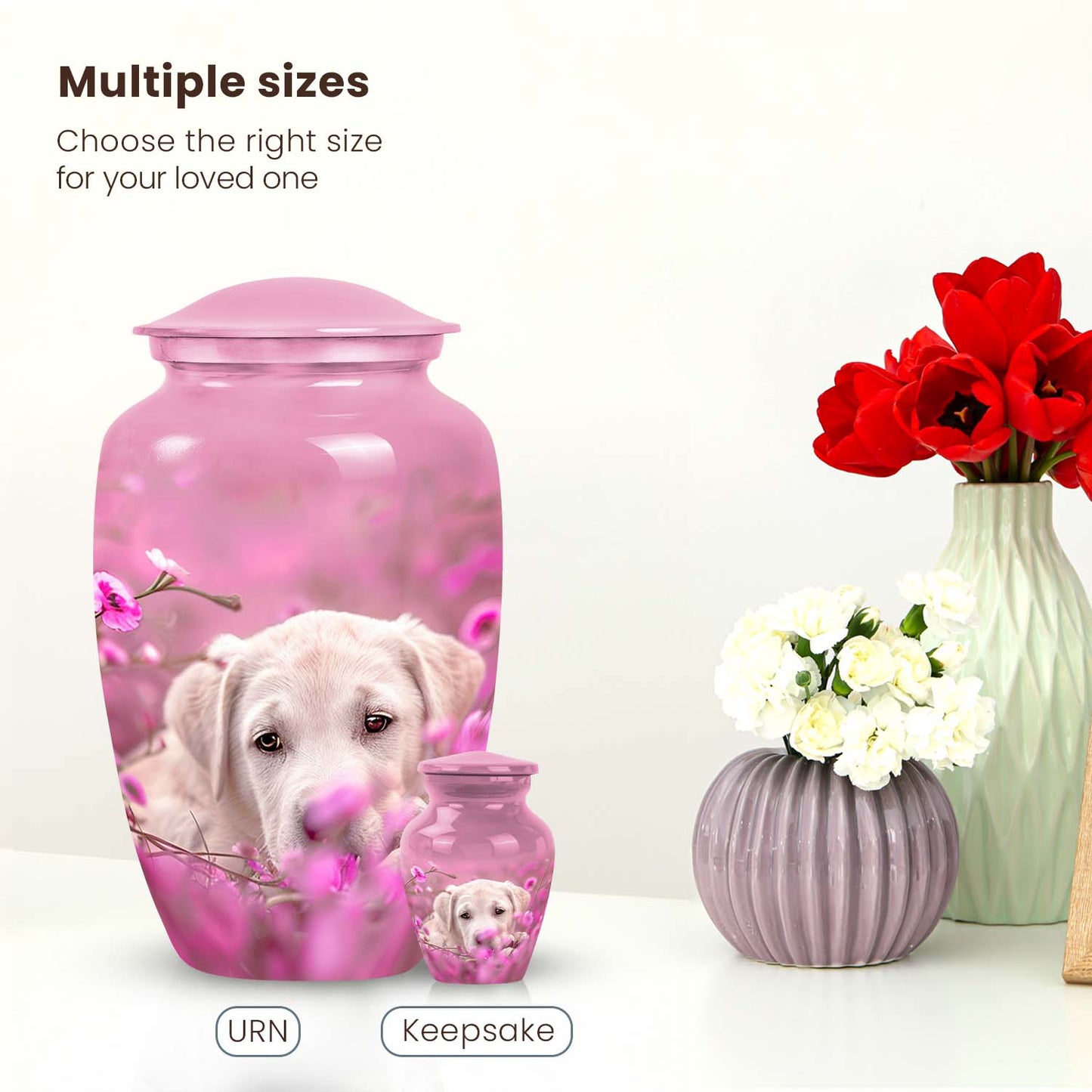Pink Personalized Dog Cremation Urn for Pet Ashes - Yatskia