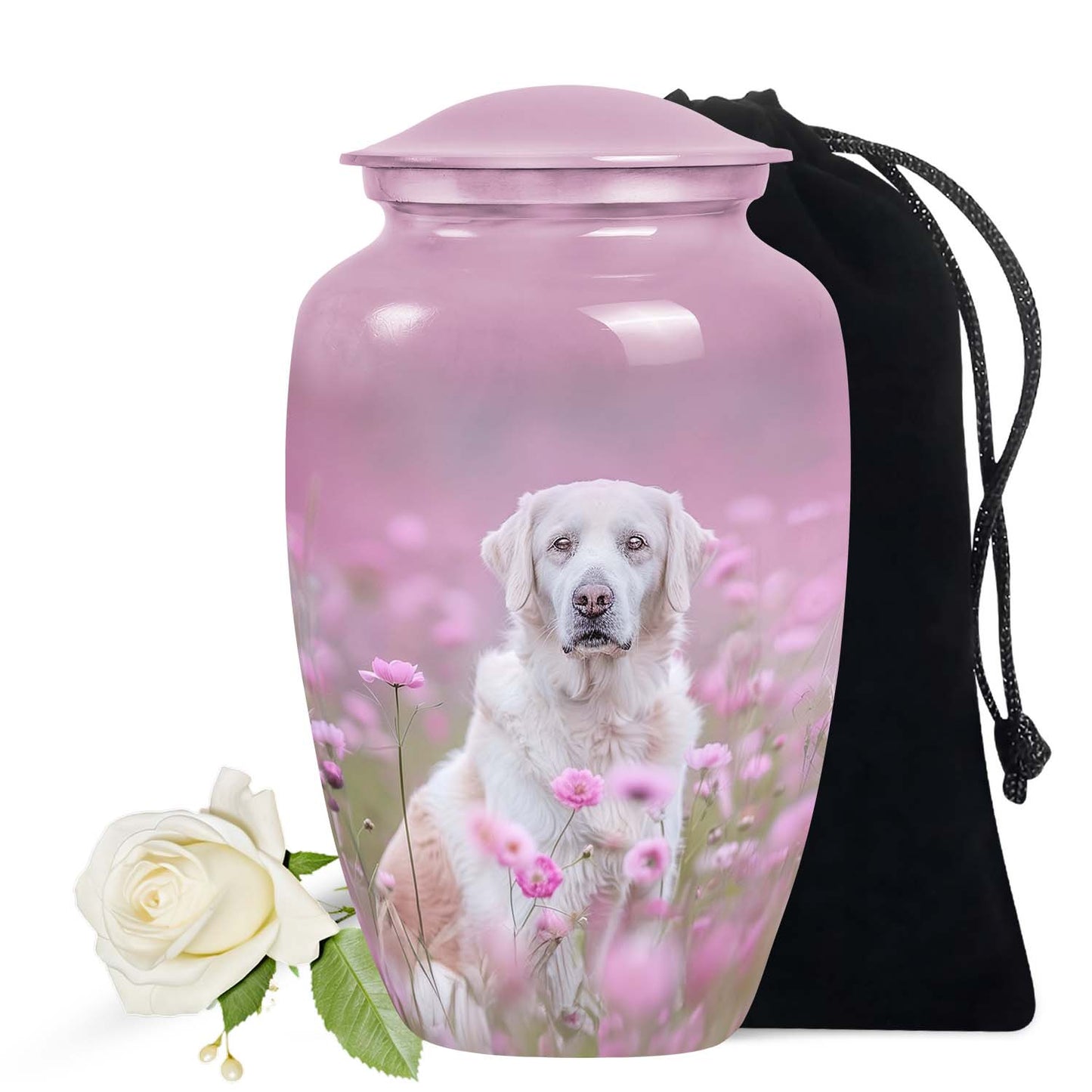 Pink Personalized Dog Cremation Urn for Pet Ashes - 6-inch, 40 cu in - Yatskia