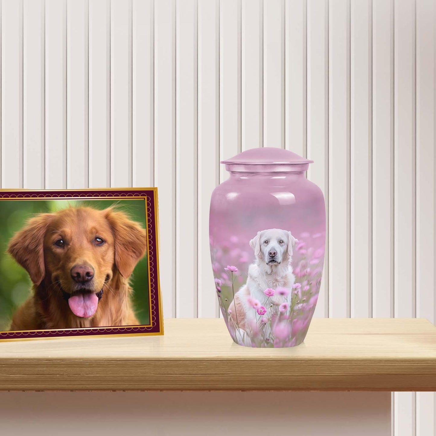 Pink Personalized Dog Cremation Urn for Pet Ashes - 6-inch, 40 cu in - Yatskia