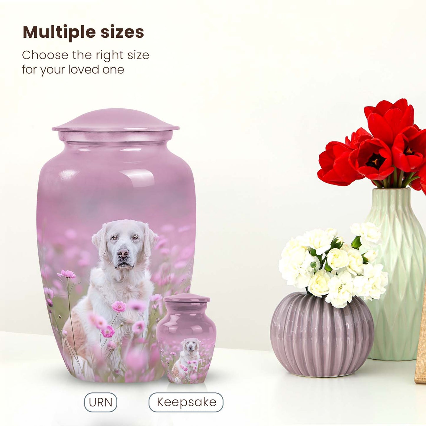 Pink Personalized Dog Cremation Urn for Pet Ashes - 6-inch, 40 cu in - Yatskia