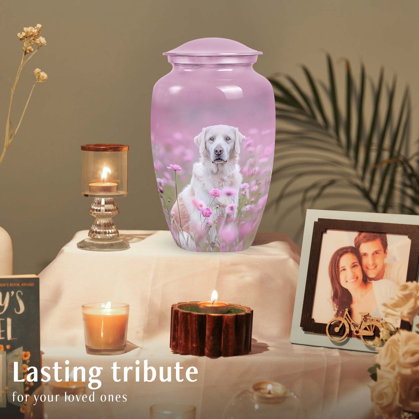 Pink Personalized Dog Cremation Urn for Pet Ashes - 6-inch, 40 cu in - Yatskia