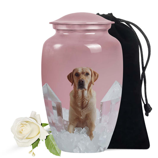 Labrador Pet Urn for Dog Ashes – Beautiful Pink Crystal Tribute Urn