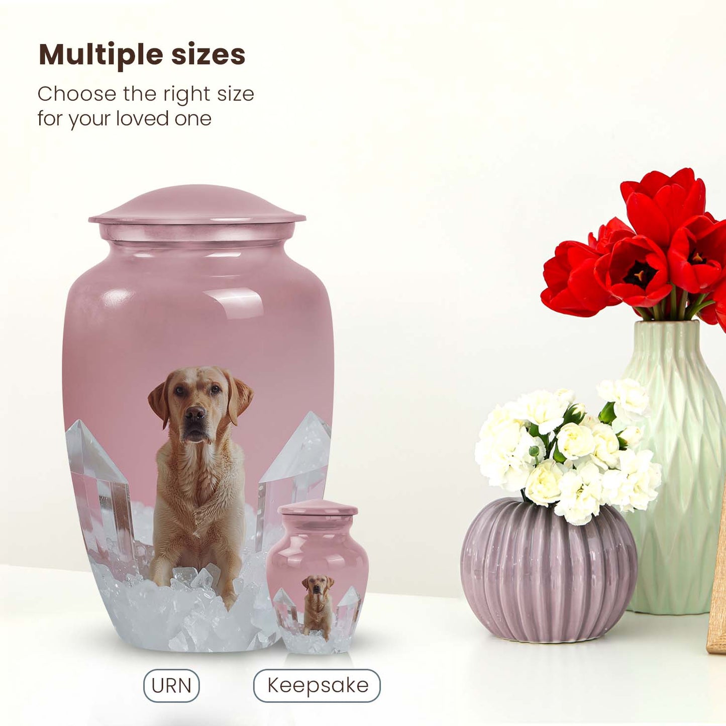 Pink Personalized Dog Cremation Urn for Pet Ashes - Yatskia