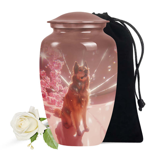 Dog Cremation Urn for Ashes – Pet Memorial Urn with Cherry Blossom Design