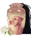 Labrador Pet Dog Memorial Urn for Pet Ashes - Unique Dog Urn Pink Theme
