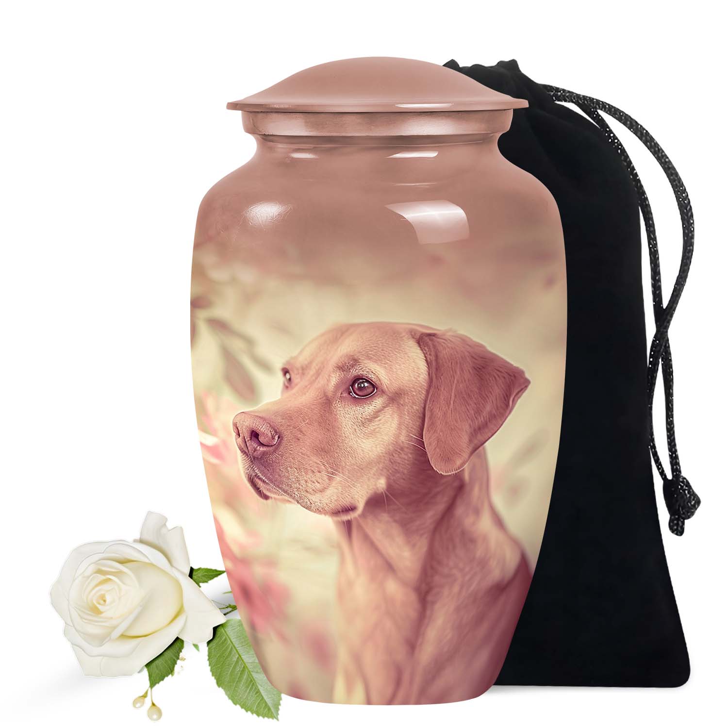 Labrador Pet Dog Memorial Urn for Pet Ashes - Unique Dog Urn Pink Theme
