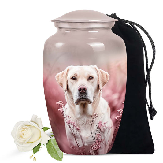 Labrador Dog Funeral Urn for Ashes - Unique Dog Urn Light Pink Theme