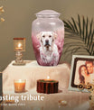 Labrador Dog Funeral Urn for Ashes - Unique Dog Urn Light Pink Theme