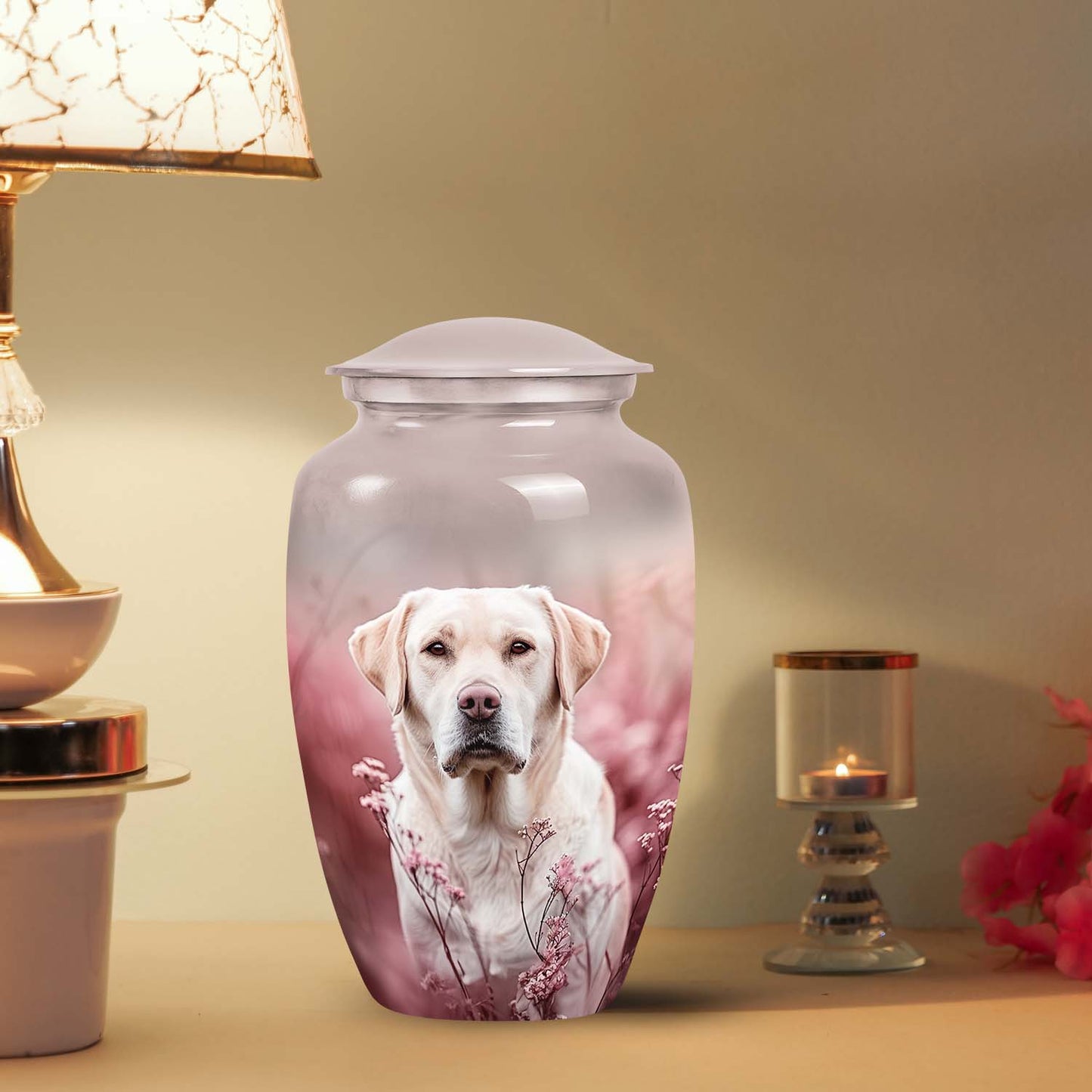 Pink Personalized Dog Cremation Urn for Pet Ashes - Yatskia