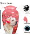 Pet Memorial Urn with Pink Floral Design - Labrador Dog Pet Cremation Urn