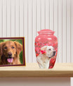 Pet Memorial Urn with Pink Floral Design - Labrador Dog Pet Cremation Urn